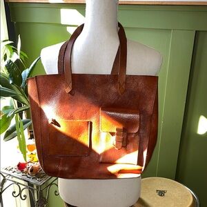 Madewell Brown Tan Camel Leather Tote Shoulder Bag